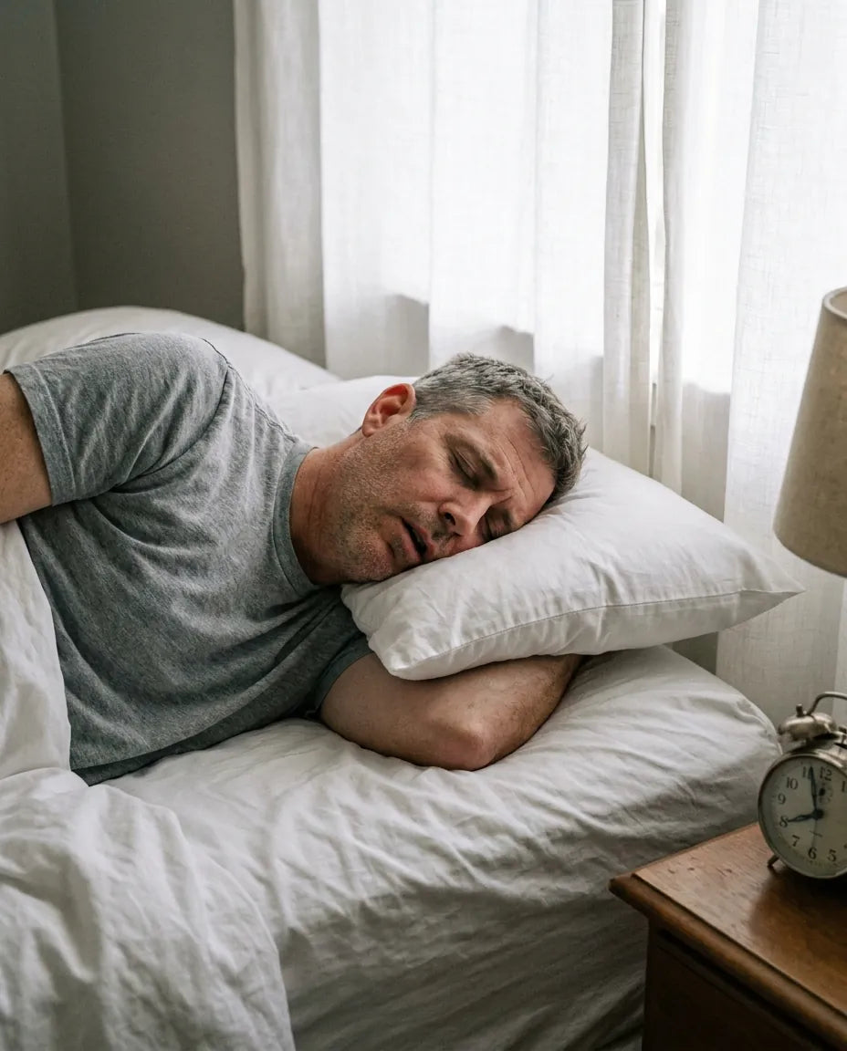Side sleeper with arm crushed under standard pillow, shoulder compressed
